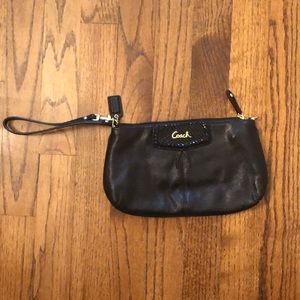 Coach wristlet black leather NWOT